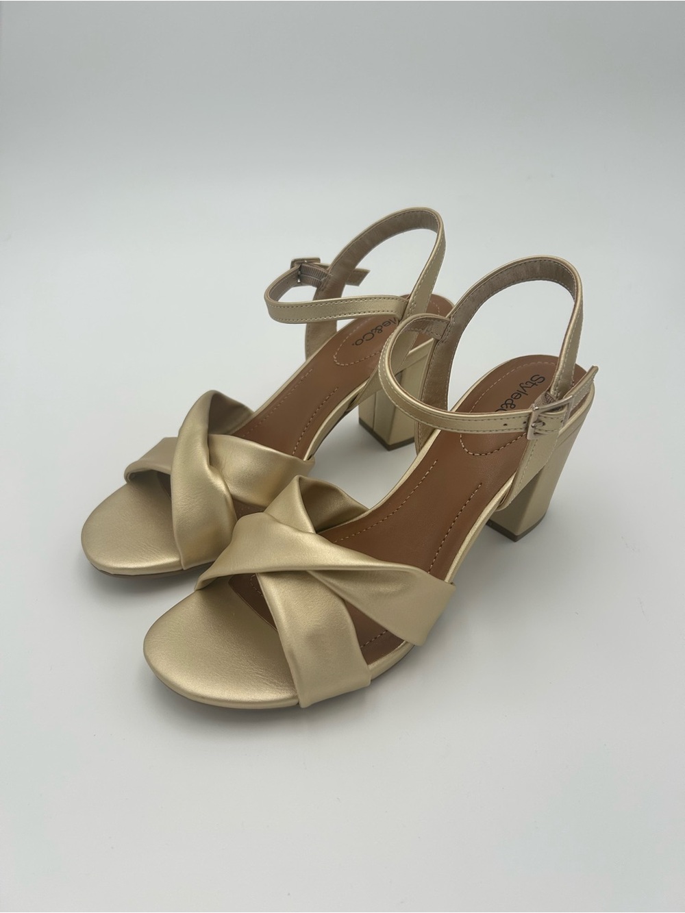 Style & Co. Metallic Gold Pipperr Dress Sandal Heels